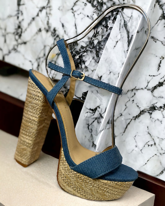 MIAMI BRUNCH PLATFORM HEELS-DENIM